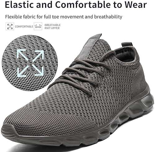 Linenghs Mens Running Shoes Tennis Gym Sneakers Casual Slip On Walking Lightweight Athletic Mesh Workout Breathable Fashion Sports Shoes - Image 3