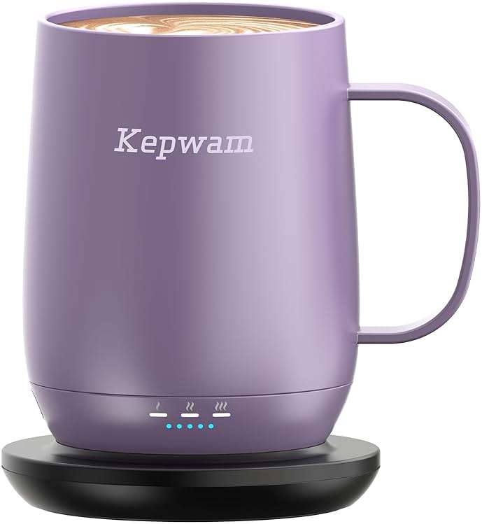 Kepwam Self Heating Coffee Mug T2, 16oz Smart Heated Coffee Mug, 150 Min Battery Life - Hot up to 149℉ Temperature Control Coffee Mug Warmer, Gifts for Dad Mom (No APP) - Image 1