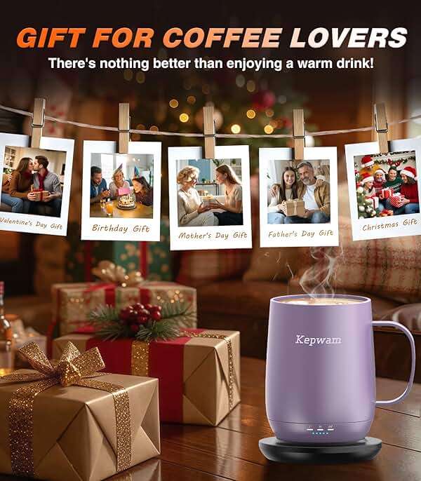 Kepwam Self Heating Coffee Mug T2, 16oz Smart Heated Coffee Mug, 150 Min Battery Life - Hot up to 149℉ Temperature Control Coffee Mug Warmer, Gifts for Dad Mom (No APP) - Image 7