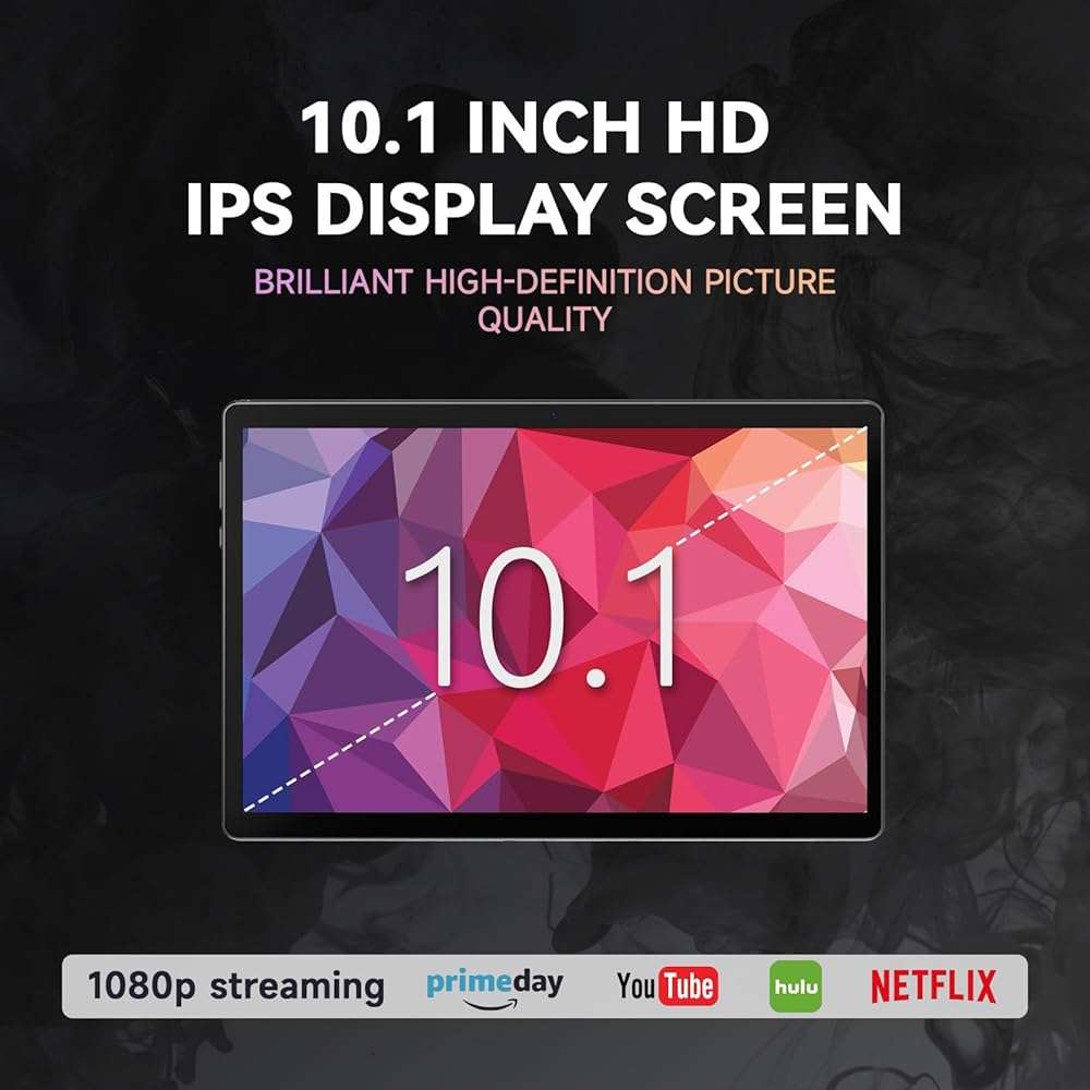 HNVHNV Tablet 10 inch Android 13 Tablets, 6GB RAM 32GB ROM, Quad-Core Processor, 1280x800 LCD Touch Screen, WiFi, GMS, Dual Camera, Bluetooth, 6000mAh Battery (Black) - Image 2