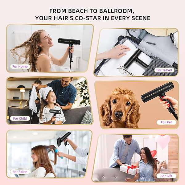 Prastiny Ionic Hair Dryer with Diffuser, Fast Drying Blow Dryer with LCD Display & Auto-Cleaning Technology, 4 Heat & 3 Speed Settings, Lightweight Low-Noise Design, ALCI Cord - Image 8
