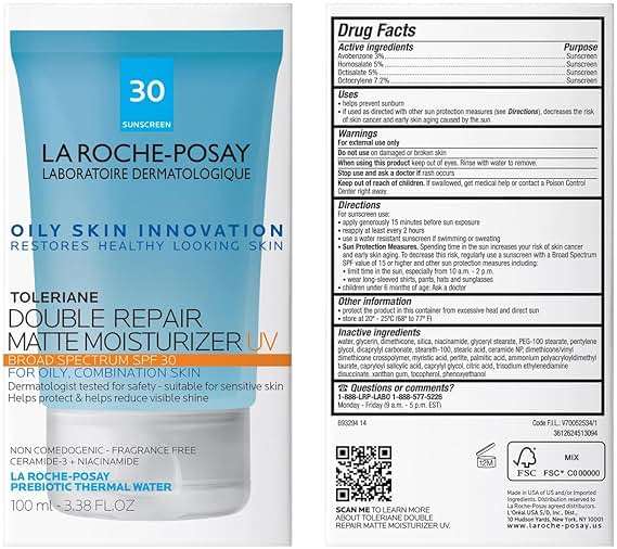 La Roche-Posay Toleriane Double Repair Matte Face Moisturizer, Daily Moisturizer For Oily Skin With Ceramide And Niacinamide For All Skin Tones, Oil Free, Non-Comedogenic, Available with SPF 30 - Image 11