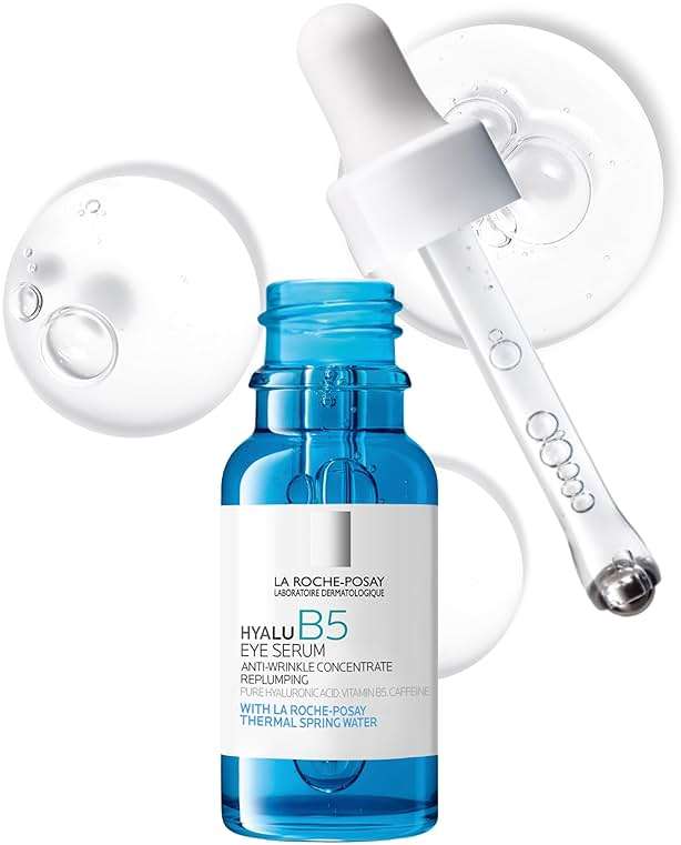 La Roche-Posay Hyalu B5 Eye Serum with Hyaluronic Acid & Caffeine for Dark Circles, Hydrating Serum for Dark Circles and Wrinkles with Roller Ball Applicator, Replumps Under Eye, Fragrance Free - Image 1