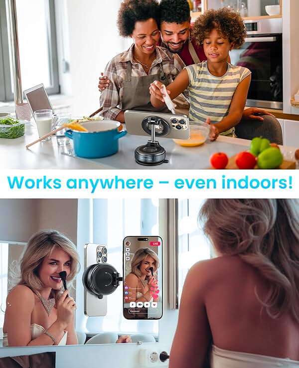 Jononser Magnetic Suction Cup Phone Mount for Magsafe, 360° Adjustable Magnetic Car Phone Holder, Pocket Size Foldable Car Mount, Cell Phone Holders for Your Car for iPhone 17 16 15 14 13 12 Series - Image 6