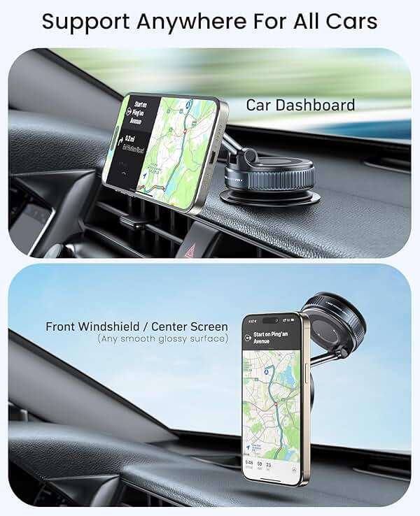 Jononser Magnetic Suction Cup Phone Mount for Magsafe, 360° Adjustable Magnetic Car Phone Holder, Pocket Size Foldable Car Mount, Cell Phone Holders for Your Car for iPhone 17 16 15 14 13 12 Series - Image 8