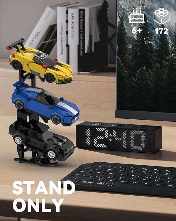 Display Stand for Lego Speed Champion Cars (1 Pack), Upgraded 3-Layer Stand for Lego Car 76917 76908 76918 76915 76914 76907 76901 76902 and More, Display Building Kit for Kids, Boys and Girls - Image 8