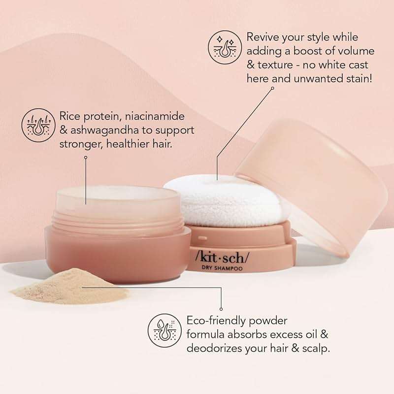 Kitsch Dry Shampoo Powder with Rice Protein for Women & Men - Unscented, Volumizing, No White Cast,Organic, Paraben Free, Non Aerosol for Oily and Light Hair, Travel Size | Ideal Gifts for Women - 8g - Image 2
