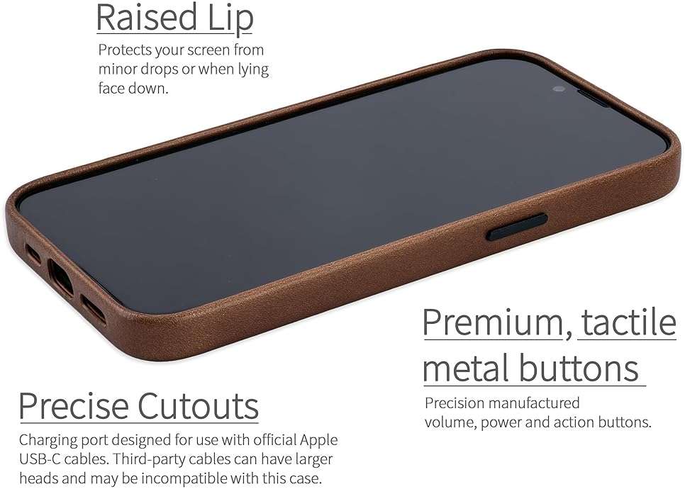 Dockem Genuine Leather Case for iPhone 17e, iPhone 16e, Compatible with MagSafe (MSGL, Brown) - Image 3