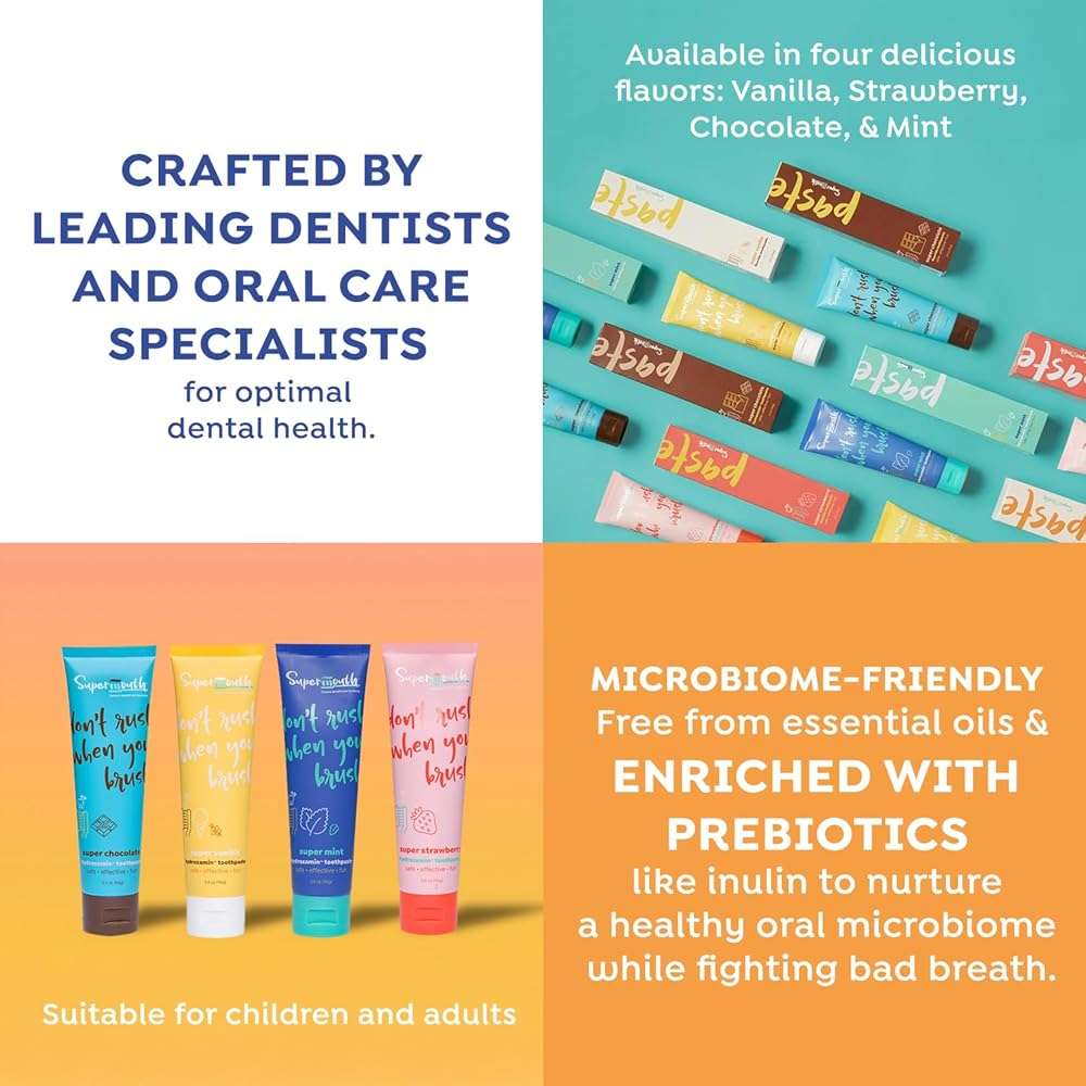 SuperMouth Nano Hydroxyapatite Toothpaste – Non-Fluoride, Remineralizing, Eases Sensitivity, Whitens – Dentist Developed, Safe Clean Ingredients, Microbiome-Friendly, Adults & Kids, 4 Amazing Flavors - Image 4
