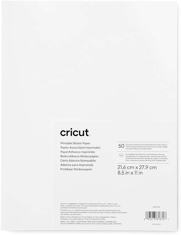 Cricut Sticker Paper (50 White Sheets, 8.5x11), Printable Stickers For Inkjet Printers - Works with Joy Xtra, Explore, & Maker Machines - Image 8