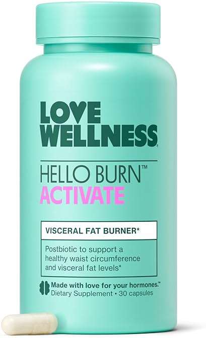 Love Wellness Hello Burn Activate | Support Visceral Fat Burn with HT BPL1 Postbiotic | Supports Healthy Waist Circumference, Longevity and Metabolic Wellness | 30 Count - Image 1