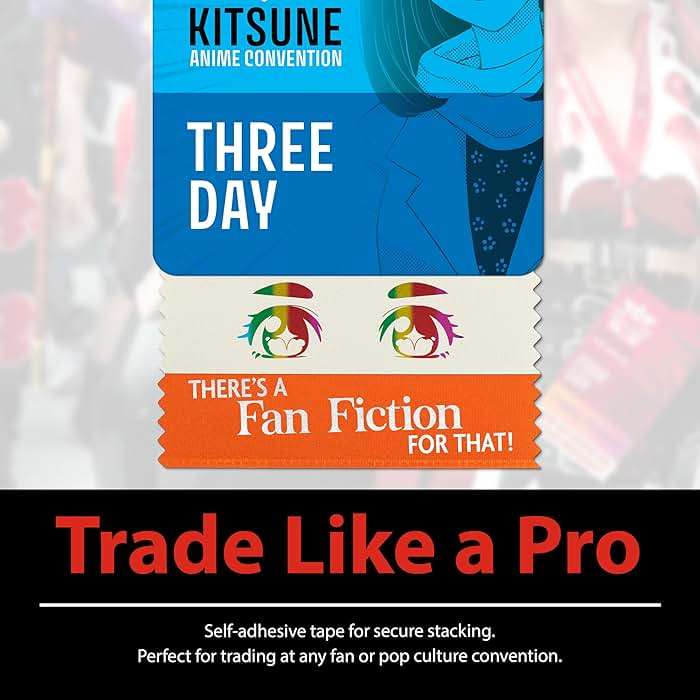 pc/nametag 4 Inch Pop Culture Anime Badge Ribbons with Adhesive for Fan Cons, 100 Pack with 10 Titles for Nametags 4 Inches or Wider, Conventions, Cosplay - Image 3