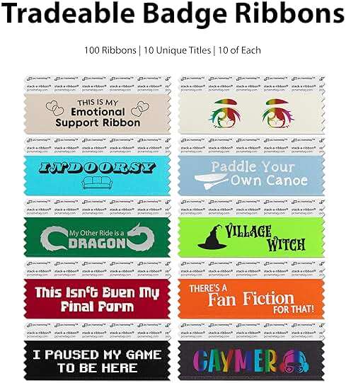 pc/nametag 4 Inch Pop Culture Anime Badge Ribbons with Adhesive for Fan Cons, 100 Pack with 10 Titles for Nametags 4 Inches or Wider, Conventions, Cosplay - Image 5