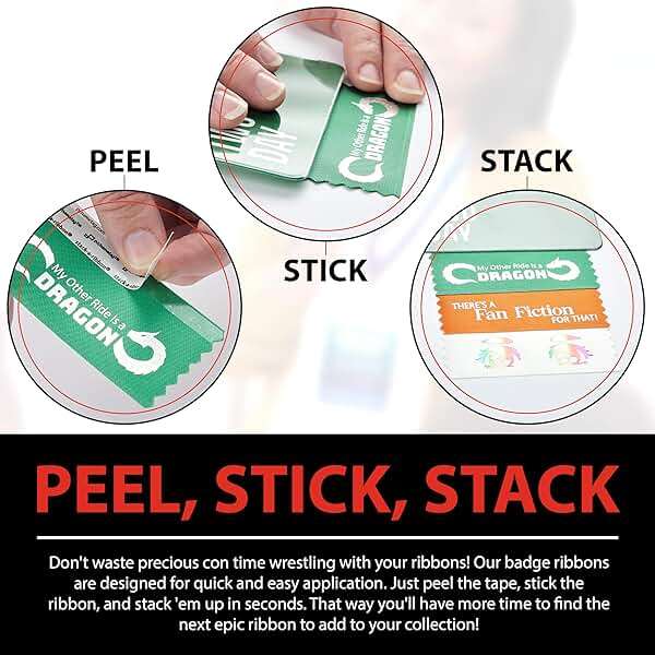 pc/nametag 4 Inch Pop Culture Anime Badge Ribbons with Adhesive for Fan Cons, 100 Pack with 10 Titles for Nametags 4 Inches or Wider, Conventions, Cosplay - Image 6