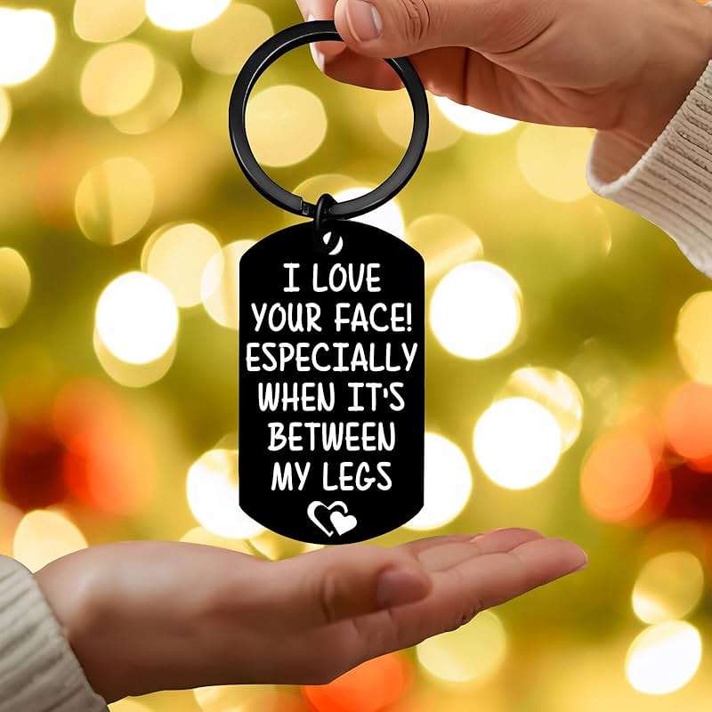 Coolvy Valentines Day Gifts for Him Drive Safe Keychains for Boyfriend Husband Birthday Anniversary Christmas Gifts From Wife (I love your face) - Image 8