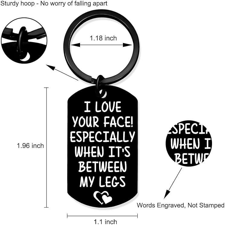 Coolvy Valentines Day Gifts for Him Drive Safe Keychains for Boyfriend Husband Birthday Anniversary Christmas Gifts From Wife (I love your face) - Image 9