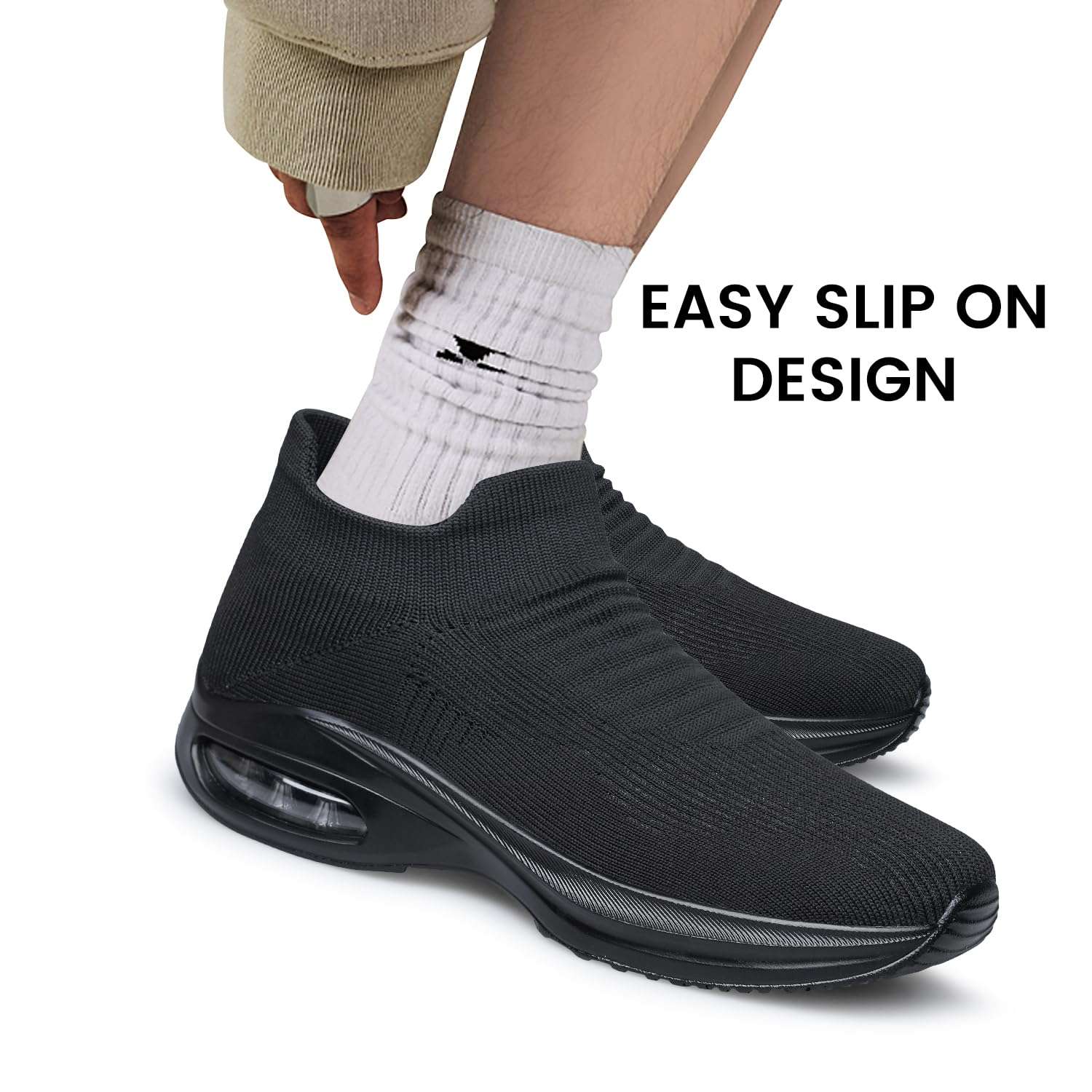 BQQ Mens Walking Shoes Sock Casual Fashion Sneakers Comfortable Slip On Air Cushion Workout Athletic Gym Running Shoes - Image 3