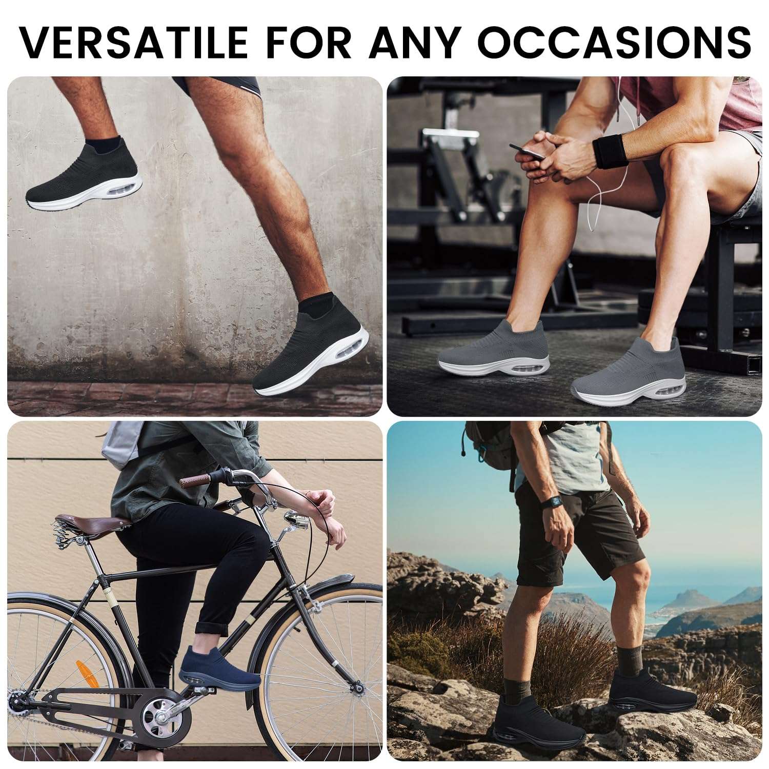 BQQ Mens Walking Shoes Sock Casual Fashion Sneakers Comfortable Slip On Air Cushion Workout Athletic Gym Running Shoes - Image 4
