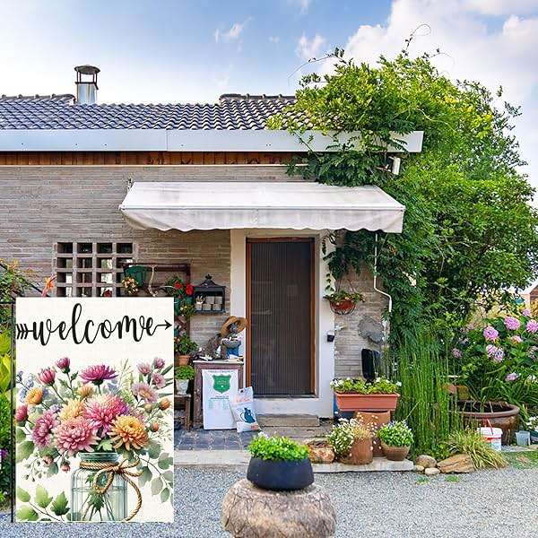 Summer Welcome Garden Flag Floral Mason Jar Double Sided 12x18 Inch Seasonal Welcome Yard Porch Decoration,for Outside Farmhouse Yard Outdoor Flag Outdoor Decoration - Image 6