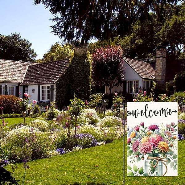 Summer Welcome Garden Flag Floral Mason Jar Double Sided 12x18 Inch Seasonal Welcome Yard Porch Decoration,for Outside Farmhouse Yard Outdoor Flag Outdoor Decoration - Image 7