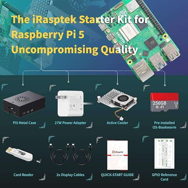 iRasptek Starter Kit for Raspberry Pi 5 16GB RAM - Pre-Loaded with 256GB Edition Pi OS-Bookworm (Aluminum Case) - Image 5