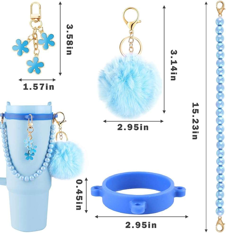 Lestp Water Bottle Accessories for Owala Stanley Cup Accessories Set Hot Pink Water Bottle Handle Strap Decoration Cute Tumbler Cup Accessories Set for Women Water Bottle Holder with Strap - Image 2