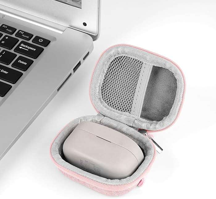 Geekria Shield Earbuds Case Compatible with Sony WF-1000XM6, WF-1000XM5, LinkBuds Clip(WF-LC900)/Open/Fit, Replacement Hard Shell Travel Carrying Bag (Pink) - Image 3