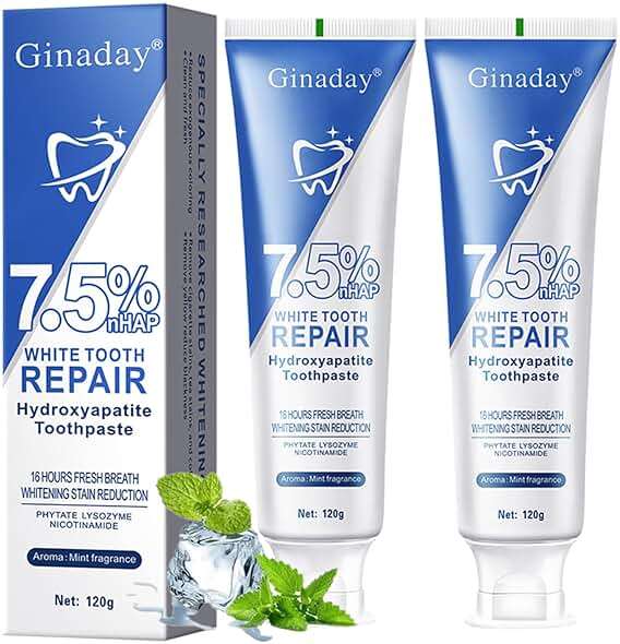 2Pack Hydroxyapatite Toothpastes for Enamel Protection and Tooth Strengthening,Fluoride-Free Toothpaste for Sensitive Teeth Gentle Mint, Fresh Breath for Oral Health - Image 1