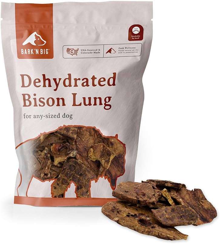 BARK'N BIG Bison Dog Treats - Single Ingredient Lung Dog Treats - Made & Sourced in USA - Dehydrated Bison, High Protein, Low Fat, Easily Digestible for Dogs with Sensitive Stomachs - 5 oz - Image 1