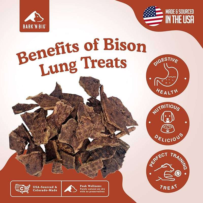 BARK'N BIG Bison Dog Treats - Single Ingredient Lung Dog Treats - Made & Sourced in USA - Dehydrated Bison, High Protein, Low Fat, Easily Digestible for Dogs with Sensitive Stomachs - 5 oz - Image 4