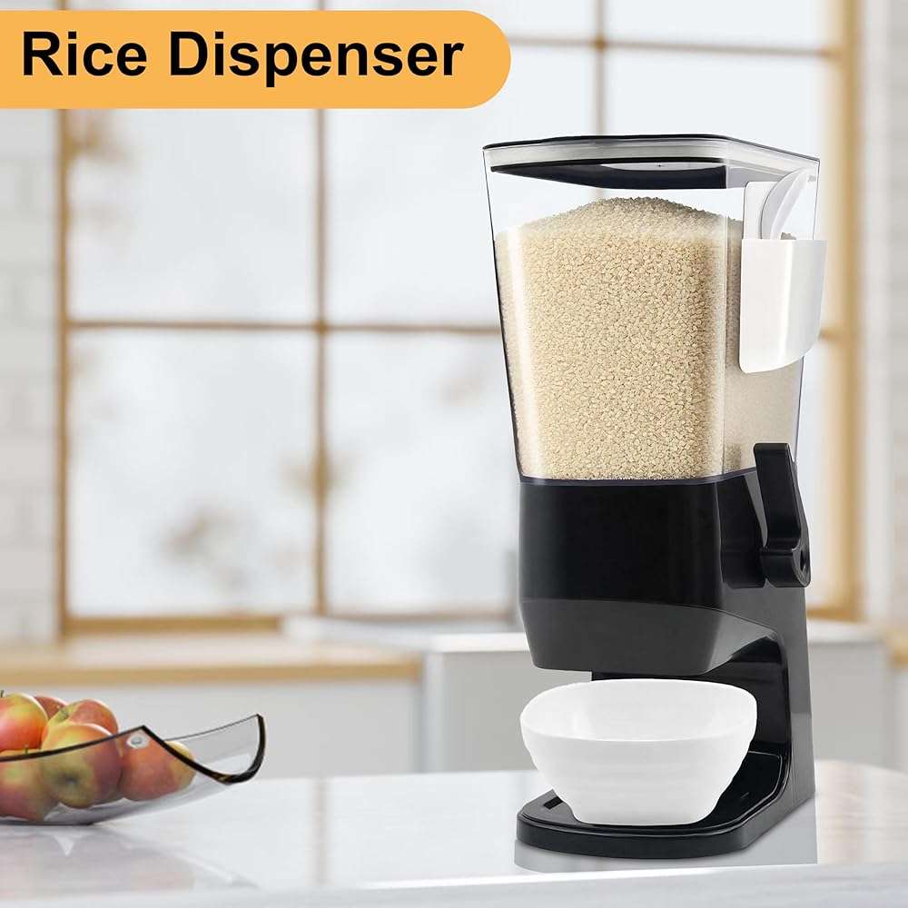 Cereal Dispenser Countertop Black 2 Pack, Dry Food Dispenser with Bowls Spoons Cutlery Box, 3.2L Cereal Containers Storage Food Dispenser, for Pantry Kitchen Organization Oatmeal Nut Granola - Image 2