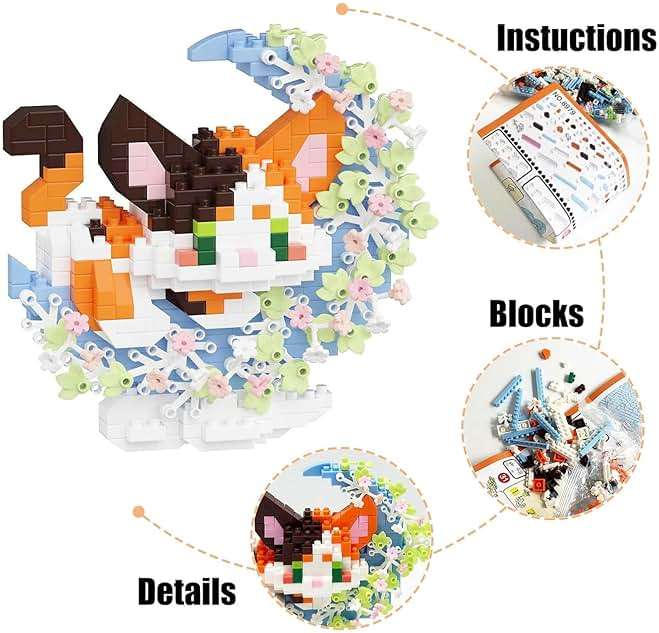 TENYEAH 2 in 1 Micro Cat Building Block Set Animals for Adults, 2 Packs Cat Building Toy, Mini Goodie Bags Stuffers, Classroom Prizes, Animal Party Favor Toy - Image 3