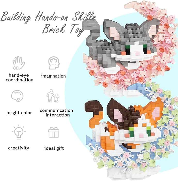 TENYEAH 2 in 1 Micro Cat Building Block Set Animals for Adults, 2 Packs Cat Building Toy, Mini Goodie Bags Stuffers, Classroom Prizes, Animal Party Favor Toy - Image 5