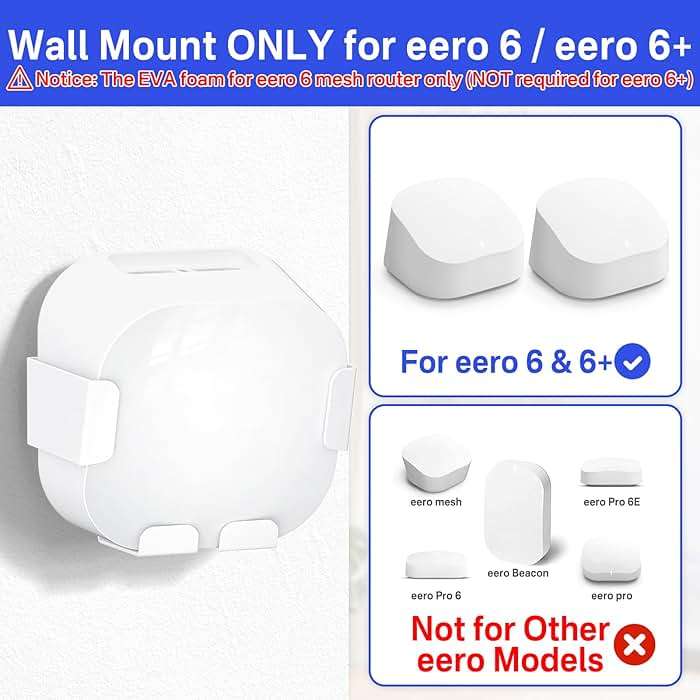 Metal Wall Mount for eero 6+ and eero 6 Wall Mount Bracket - Space Saving Wall Bracket for eero 6 & eero 6 Plus Wall Mount Easy to Install Holder for eero 6 Plus & eero 6 Mesh Wi-Fi Systems - Image 2