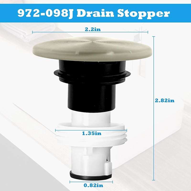 Sthovd 972-098J Brushed Nickel Plumbing-Equipment for Sink Drain Sink Stopper,Part Push and Seal Drain Assembly 35338-06XX Bathroom Drain Sink Plug - Image 2