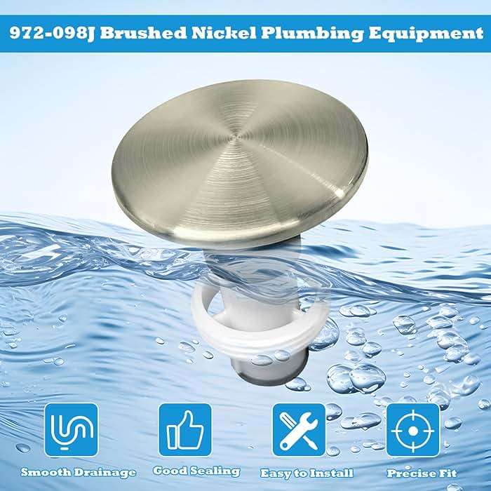 Sthovd 972-098J Brushed Nickel Plumbing-Equipment for Sink Drain Sink Stopper,Part Push and Seal Drain Assembly 35338-06XX Bathroom Drain Sink Plug - Image 3