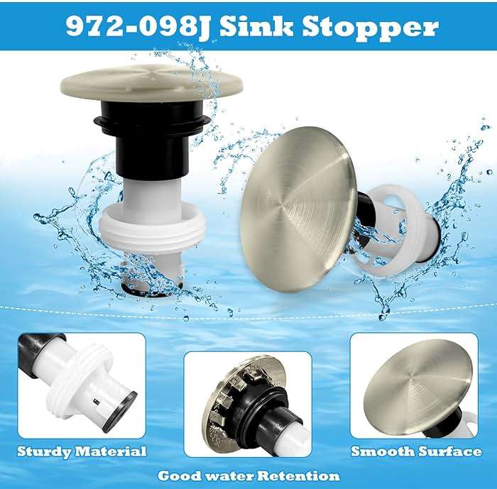 Sthovd 972-098J Brushed Nickel Plumbing-Equipment for Sink Drain Sink Stopper,Part Push and Seal Drain Assembly 35338-06XX Bathroom Drain Sink Plug - Image 4