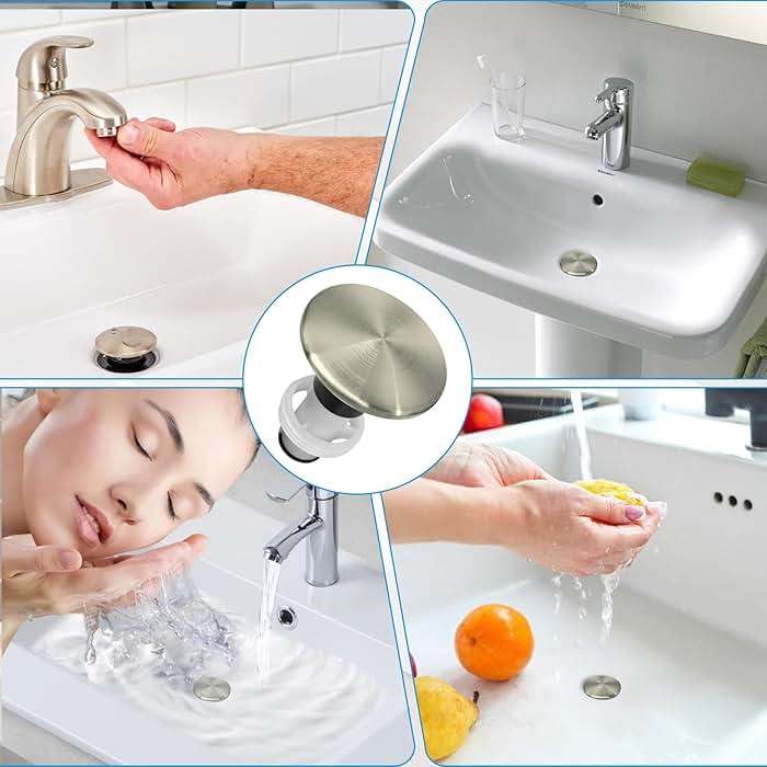 Sthovd 972-098J Brushed Nickel Plumbing-Equipment for Sink Drain Sink Stopper,Part Push and Seal Drain Assembly 35338-06XX Bathroom Drain Sink Plug - Image 5