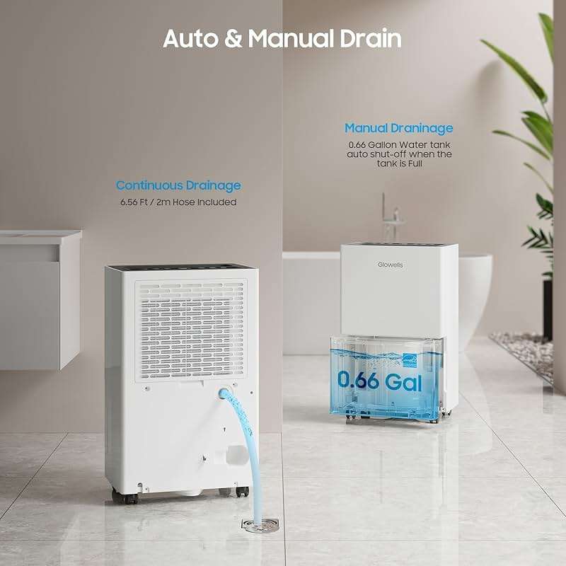 4500 Sq.ft Energy Star Dehumidifier for Home Basement, Glowells 52 Pints Large Room Dehumidifier with Drain Hose & Water Tank 0.58 Gal, Dehumidifiers with Smart Humidity Control, Auto Defrost - Image 7