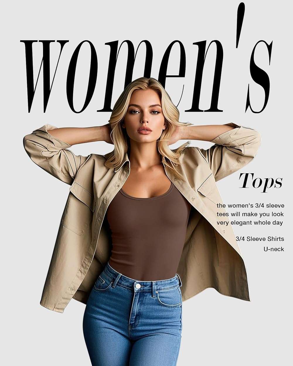 Riyiper 5 Pack Women's 3/4 Sleeve Shirts, Scoop Neck Tops Stretchy Slim Fit Basic T-Shirts Casual Athletic Tees - Image 6