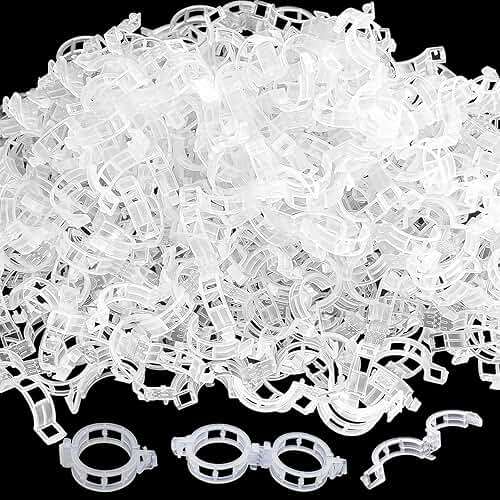 Anyumocz 400 Pcs Plant Support Clips, Snap-On Trellis Clips for Climbing Plants, Tomato & Grape Vine Support, 1" Inner Diameter Plastic Garden Clips to Grow Upright (White) - Image 1