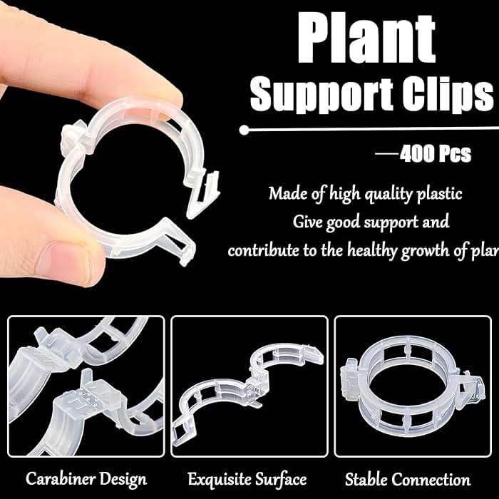 Anyumocz 400 Pcs Plant Support Clips, Snap-On Trellis Clips for Climbing Plants, Tomato & Grape Vine Support, 1" Inner Diameter Plastic Garden Clips to Grow Upright (White) - Image 4