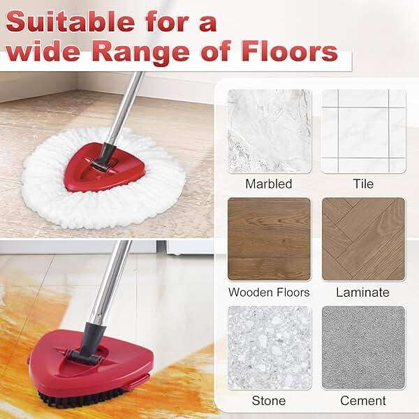 Mop Head Replacement, Base, Mop Handle for Ocedar EasyWring 1-Tank System, 2 Microfiber Mop Refills, Extendable Length 30-59" Mop Handle, Base and Scrubber for All Hard-surfaced Floor - Image 6