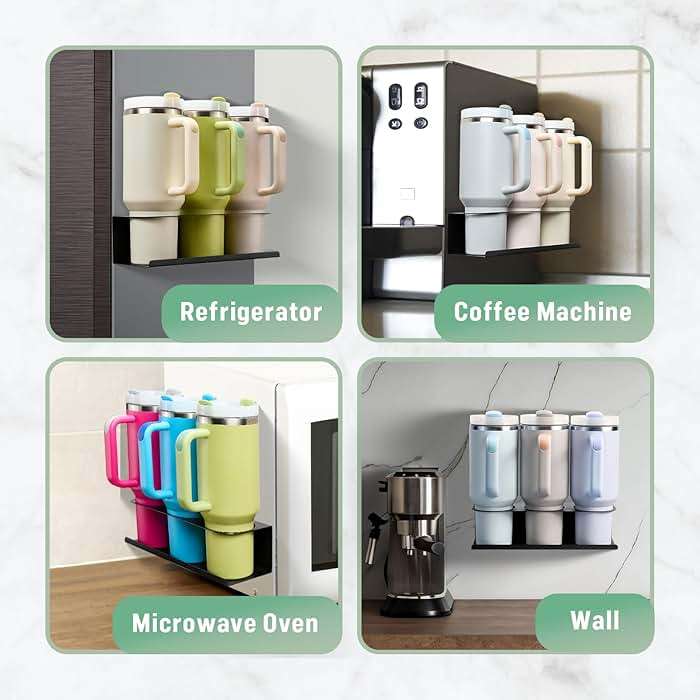 POLRAI 2 Pack Magnetic Stanley Cup Holder for Fridge, Water Bottle Organizer for Tumbler with Double Sided Tape Hold Stanley Cup Accessories for Kitchen Cabinet Wall - Image 7
