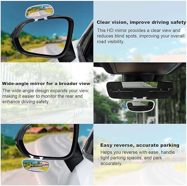 LivTee Clip on Blind Spot Mirror, HD Glass Frameless Convex Rear View Mirrors Exterior Accessories with Wide Angle Adjustable Stick for Car SUV and Trucks, White - Image 5