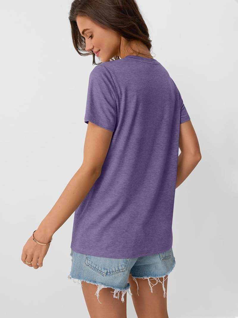 AUTOMET Women's Short Sleeve Tops – Soft & Comfortable Crewneck T-Shirts with Unique Diagonal Stitching, Summer Casual Wear - Image 4
