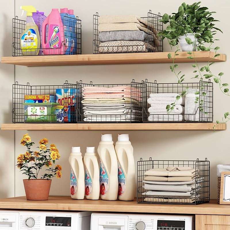 Jakyitvi 4-Tier Extra Height Stackable Closet Organizer – Foldable Storage Bins for Sweaters, Jeans, and Clothes – Sturdy Iron Mesh Shelves for Neat and Efficient Closet Storage – Black - Image 9