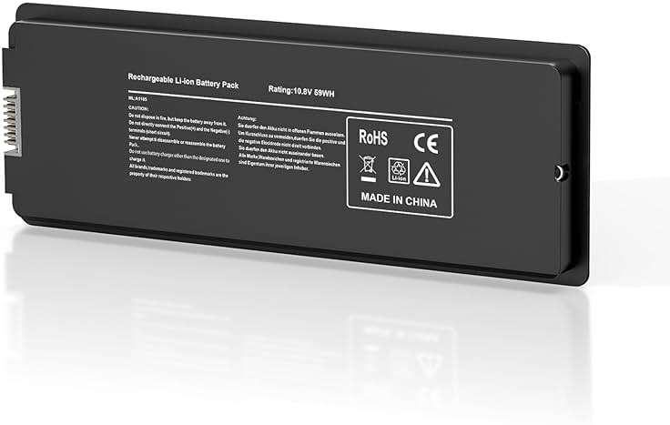 JIONR New A1185 A1181 Laptop Battery for Apple MacBook 13 A1185 A1181 MA561 MA561FE/A MA561G/A MA254 MA255 MB402 MA566 MA561J/A [10.8V 59Wh Black] - Image 1