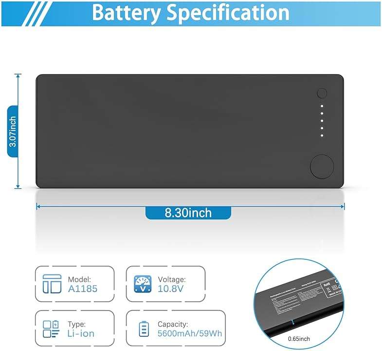 JIONR New A1185 A1181 Laptop Battery for Apple MacBook 13 A1185 A1181 MA561 MA561FE/A MA561G/A MA254 MA255 MB402 MA566 MA561J/A [10.8V 59Wh Black] - Image 4