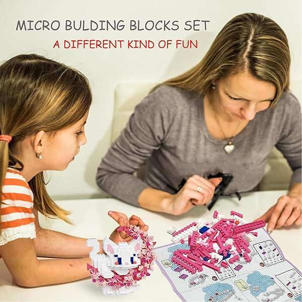 TENYEAH 2 in 1 Mini Building Block Set Animals with Flower and Moon, Micro Brick Toy Cats, Creative Art Craft and Home Decor, Birthday Gifts Idea for Adults - Image 2